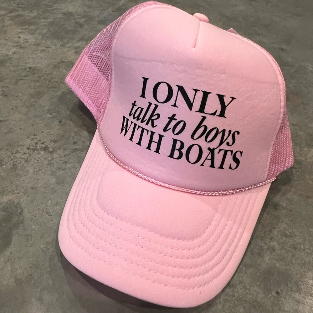 Pink Trucker Hat- Boys with Boats